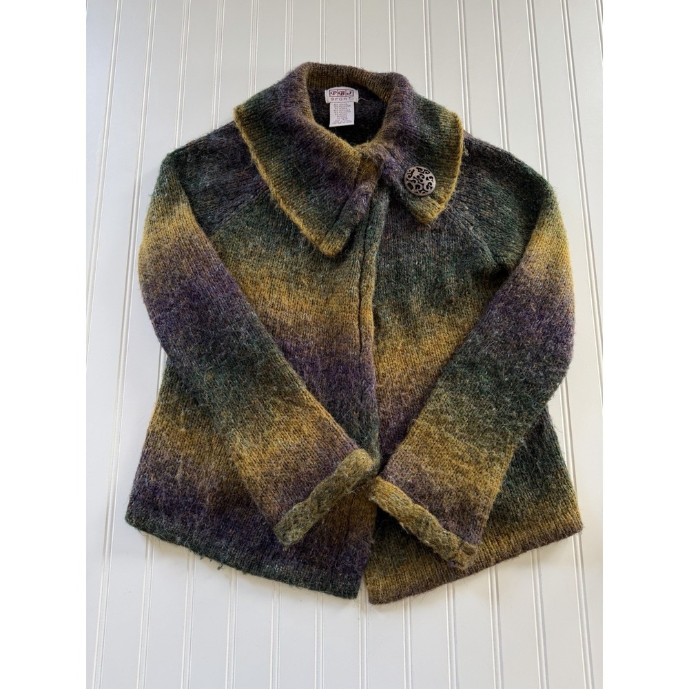 PBJ Sport Cardigan Womens S P Boho 90s Earth Tone Knit Cottagecore